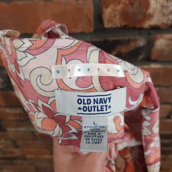 Vintage Old Navy Pink Floral Stretch Halter Top Feminine Y2K Summer Women's L - Picture 5 of 5